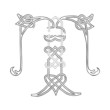 A Celtic Knot-work Capital Letter T Stylized Outline