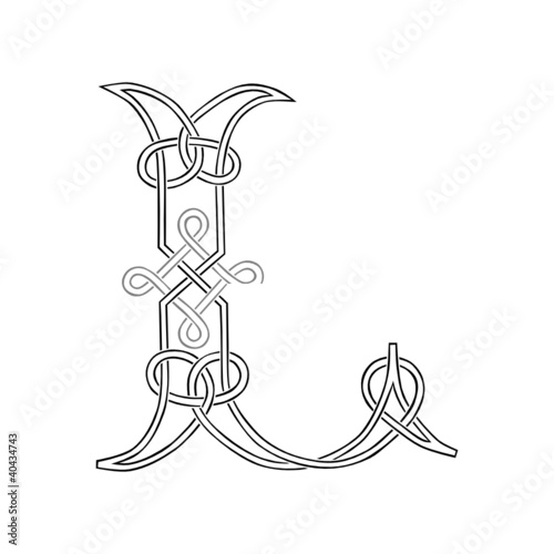 Vektor: A Celtic Knot-work Capital Letter L Stylized Outline A Celtic Knot-work Capital Letter L Stylized Outline