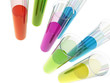 Different laboratory glassware with color liquid