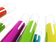 Different laboratory glassware with color liquid