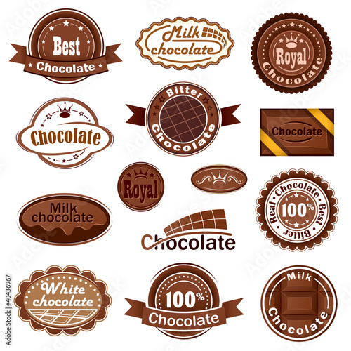 Vektor: Set of chocolate badges and labels Set of chocolate badges and labels