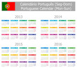 2013-2016 Type-1 Portuguese Calendar Mon-Sun on white background