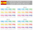2013-2016 Type-1 Spanish Calendar Mon-Sun on white background