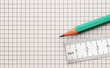 steel ruler and wood pencil on white steel ruler and wood pencil on white