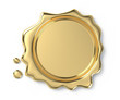 Golden wax seal on white background