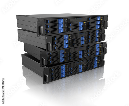 Illustration: Stack of computer server units Stack of computer server units
