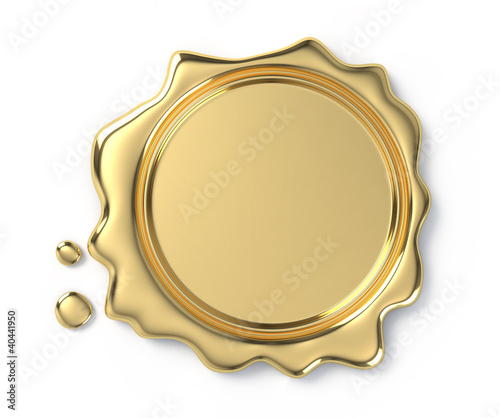 Illustration: Golden wax seal on white background Golden wax seal on white background