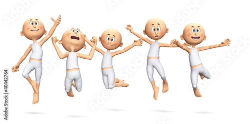 Illustration: Happy toon guys jumping in victory Happy toon guys jumping in victory
