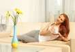relaxing on couch