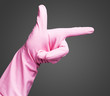 pink rubber gloves