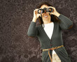 woman with binoculars woman with binoculars