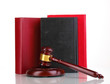 Judge's gavel and books isolated on white Judge's gavel and books isolated on white