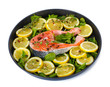 Red fish with lemon, parsley and pepper