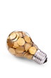 Traditional glass bulb with many golden coins