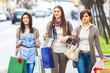 Three Beautiful Young Women doing Shopping Three Beautiful Young Women doing Shopping
