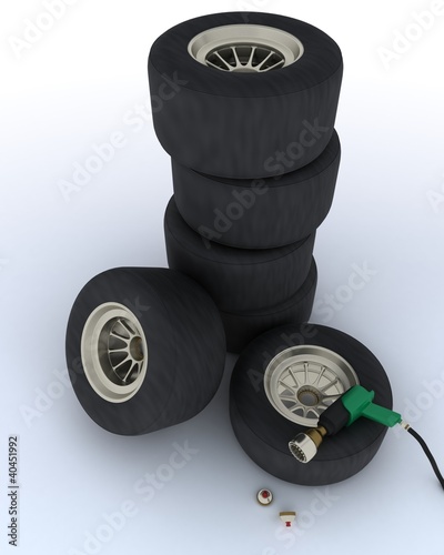 Illustration: race car tyres for pit stop race car tyres for pit stop