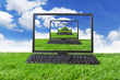 Computer Monitor and Keyboard shot outdoor