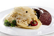 Steamed sauerkraut with home made sausage and spaghetti Steamed sauerkraut with home made sausage and spaghetti