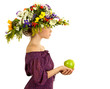 Small girl with hat of flowers Small girl with hat of flowers