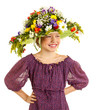 Small girl with hat of flowers Small girl with hat of flowers