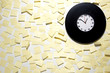 wall full with stick-on phone messages during lunch time.