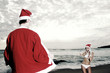 Photo: A lady in bikini screaming seeing a flasher in santa suit exposing himself in front of her. A lady in bikini screaming seeing a flasher in santa suit exposing himself in front of her.