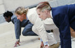 Business people getting ready to run.