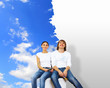 Young couple with paint brushes together