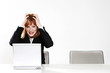 Woman feeling tensed up with her work.