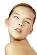 Woman winking her eye.