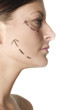 Woman's face with arrows showing up.