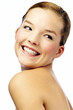 Photo: Woman flashing a bright smile. Woman flashing a bright smile.