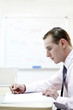 Businessman concentrating on his work.