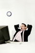 Photo: Businessman yawning. Businessman yawning.