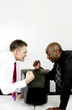 Businessmen challenging each other.