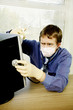 Businessman saving his computer from virus.