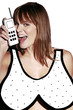 Woman in bikini talking on the handphone.