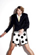 Businessman in boxer shorts showing shocked expression.