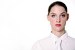 Photo: Businesswoman in classy white. Businesswoman in classy white.