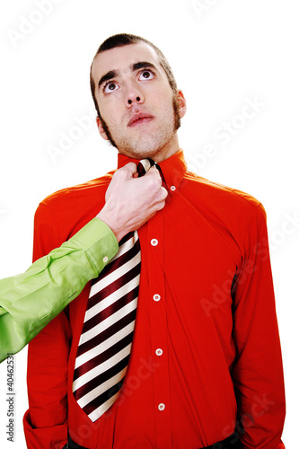 Photo: Businessman being threatened. Businessman being threatened.