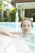 Woman swimming in the pool