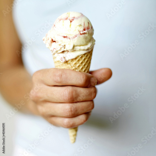Photo: Raspberry ripple ice cream cornet Raspberry ripple ice cream cornet