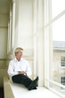 Businessman looking out the window