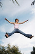 Girl leaping in the air