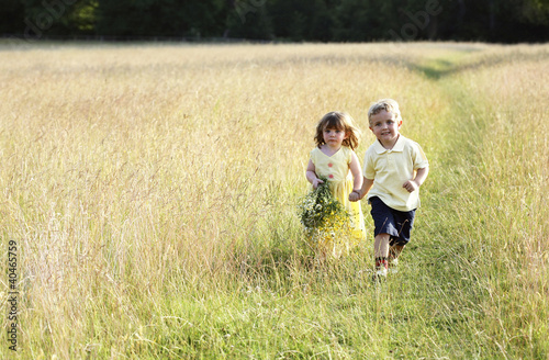 Photo: Children wandering in the meadow Children wandering in the meadow