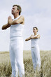 Foto: Couple practicing yoga Couple practicing yoga
