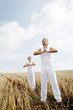 Foto: Couple practicing yoga Couple practicing yoga