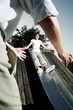 Girl sliding down from a slide