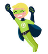 Vector: Green super hero boy isolated on white Green super hero boy isolated on white