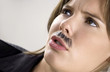 Businesswoman with moustache